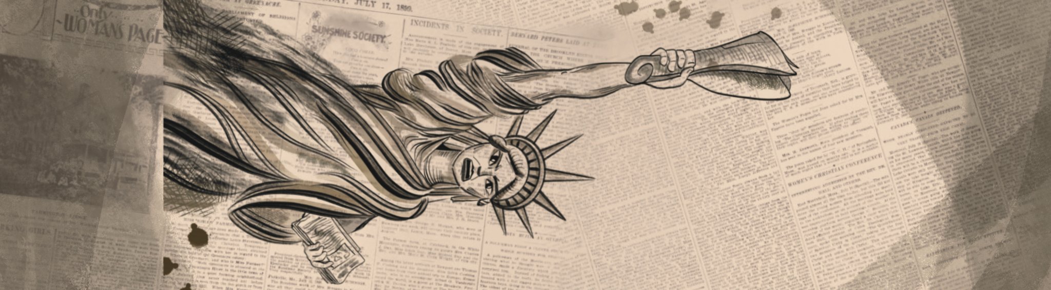 Emily Rice — Lady Liberty raising a paintbrush torch